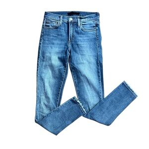 Joe's Jeans The Icon Mid Rise 24 Blue Skinny Ankle Denim Distressed Hem